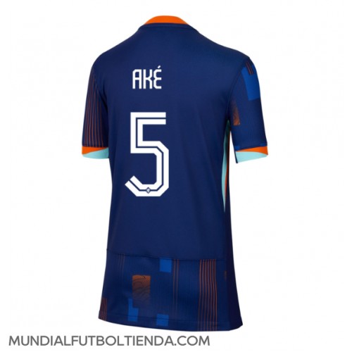 Camiseta Países Bajos Nathan Ake #5 Segunda Equipación Replica Eurocopa 2024 para mujer mangas cortas